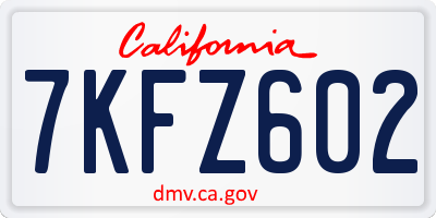 CA license plate 7KFZ602