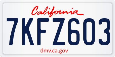 CA license plate 7KFZ603