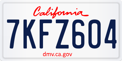 CA license plate 7KFZ604