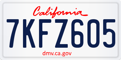 CA license plate 7KFZ605