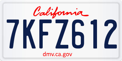 CA license plate 7KFZ612