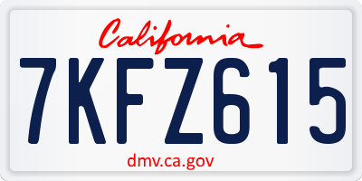CA license plate 7KFZ615