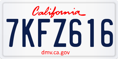 CA license plate 7KFZ616