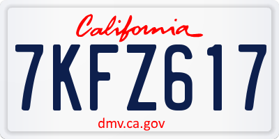 CA license plate 7KFZ617