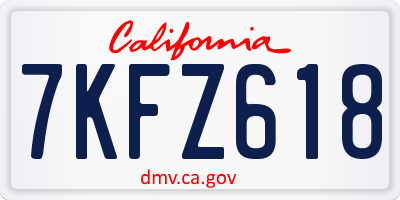 CA license plate 7KFZ618