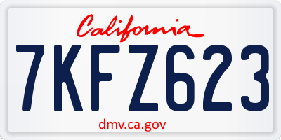 CA license plate 7KFZ623