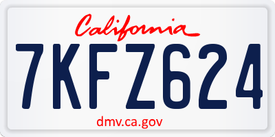 CA license plate 7KFZ624