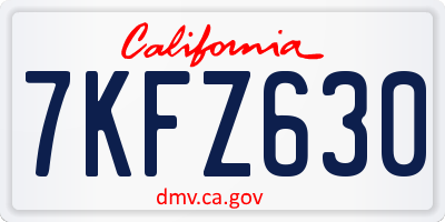 CA license plate 7KFZ630