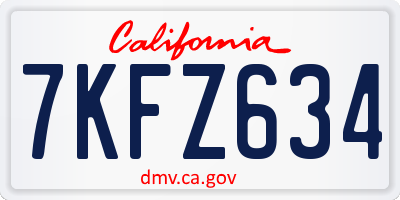 CA license plate 7KFZ634