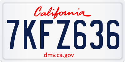 CA license plate 7KFZ636