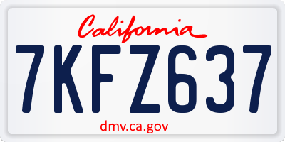 CA license plate 7KFZ637