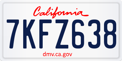 CA license plate 7KFZ638