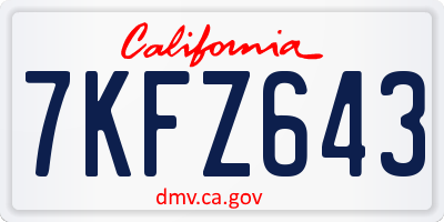 CA license plate 7KFZ643