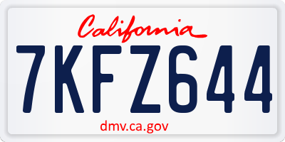 CA license plate 7KFZ644