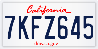 CA license plate 7KFZ645