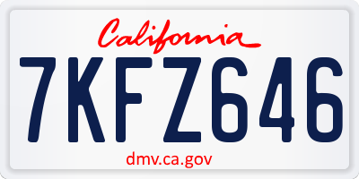 CA license plate 7KFZ646