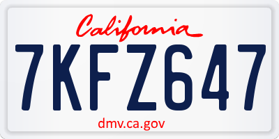 CA license plate 7KFZ647