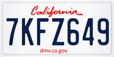 CA license plate 7KFZ649