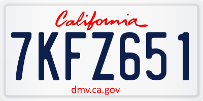 CA license plate 7KFZ651