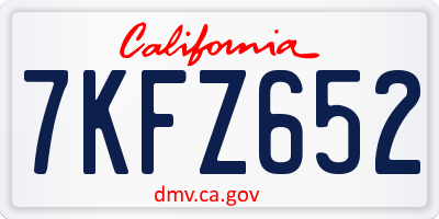 CA license plate 7KFZ652