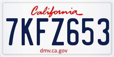 CA license plate 7KFZ653