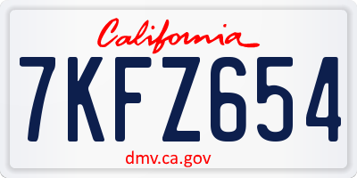 CA license plate 7KFZ654