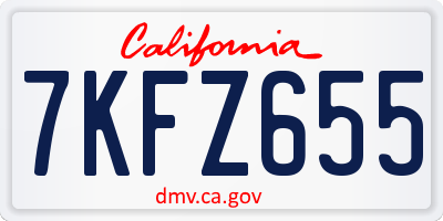 CA license plate 7KFZ655