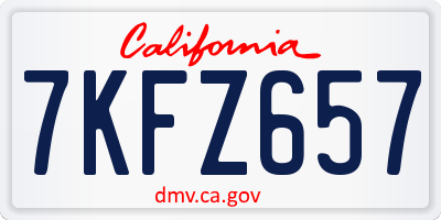 CA license plate 7KFZ657
