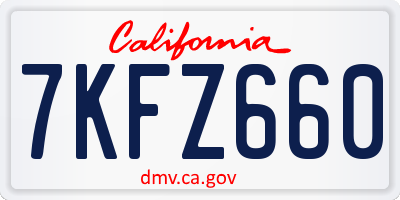 CA license plate 7KFZ660