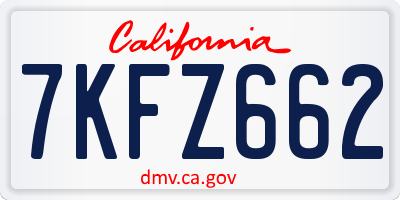 CA license plate 7KFZ662