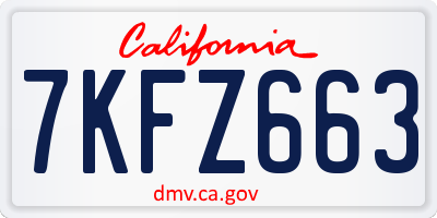CA license plate 7KFZ663