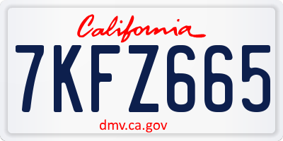 CA license plate 7KFZ665