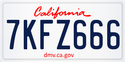 CA license plate 7KFZ666