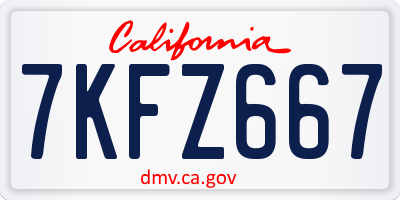CA license plate 7KFZ667