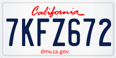 CA license plate 7KFZ672