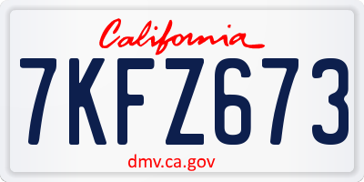 CA license plate 7KFZ673