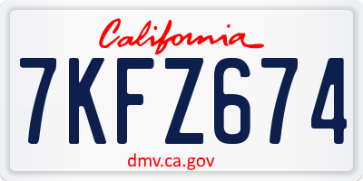 CA license plate 7KFZ674