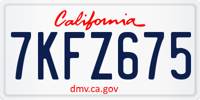CA license plate 7KFZ675