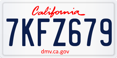 CA license plate 7KFZ679