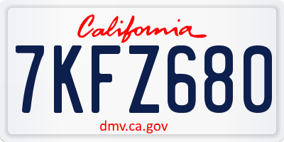 CA license plate 7KFZ680