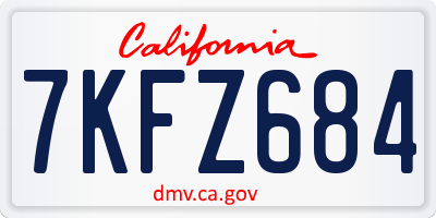 CA license plate 7KFZ684