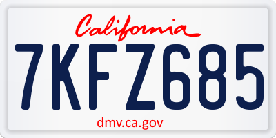 CA license plate 7KFZ685