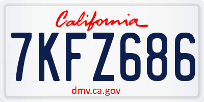 CA license plate 7KFZ686