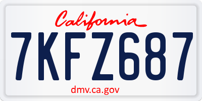 CA license plate 7KFZ687