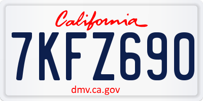 CA license plate 7KFZ690