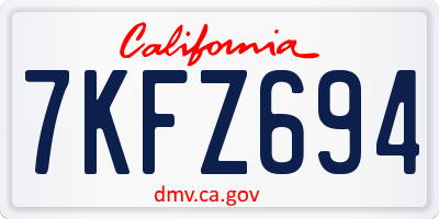 CA license plate 7KFZ694