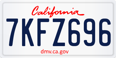 CA license plate 7KFZ696
