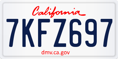 CA license plate 7KFZ697