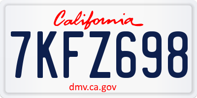 CA license plate 7KFZ698