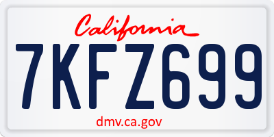 CA license plate 7KFZ699